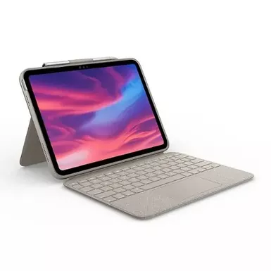 image of Logitech - Combo Touch Keyboard and Trackpad Case for Apple iPad (10th Gen) with Detachable Backlit Keyboard - Sand with sku:bb22111417-bestbuy