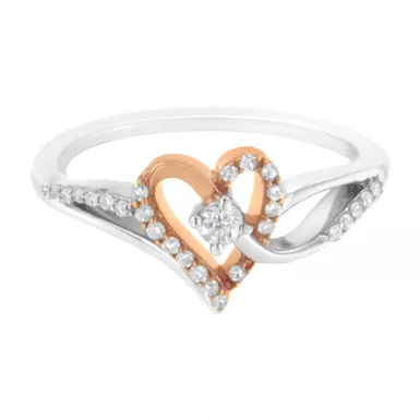 10K Rose Gold Flash Plated Sterling Silver 1/5 ct TDW Diamond Heart Cocktail Ring (I-J, I2-I3) - Choice of size