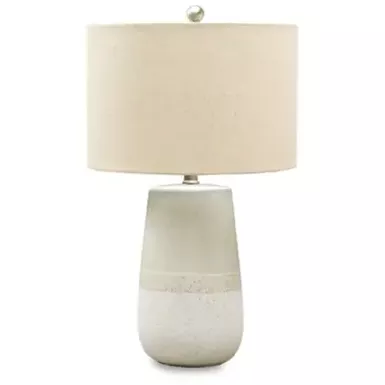 image of Beige/White Shavon Ceramic Table Lamp (1/CN) with sku:l100724-ashley