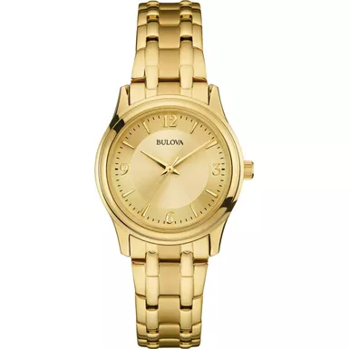 Bulova - Ladies' Corporate Collection Gold-Tone Stainless Steel Watch Gold Dial