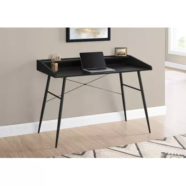 Computer Desk/ Home Office/ Laptop/ Storage Shelves/ 48"L/ Work/ Metal/ Laminate/ Black/ Contemporary/ Modern