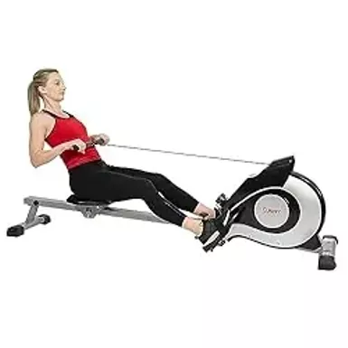 image of Sunny Health & Fitness Full Motion Rowing Machine with Digital Monitor, Extra-Long Slide Rail, 8 Level Adjustable Magnetic Resistance, 250 LB Weight Capacity, Non-Slip Pedals, Low-Impact Body Workout with sku:b0bj7j1vpq-amazon
