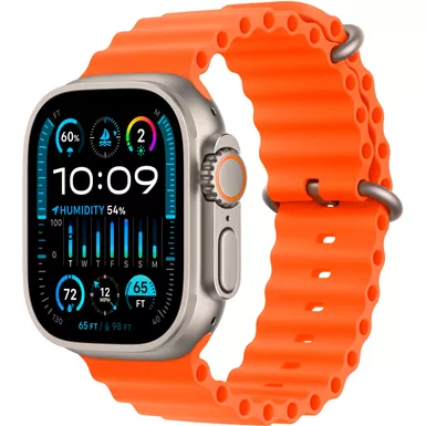 Apple Watch Ultra 2 (GPS + Cellular) 49mm Titanium Case with Orange Ocean Band with Blood Oxygen - Titanium