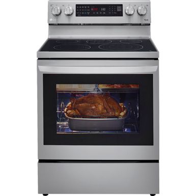 image of LG - 6.3 Cu. Ft. Smart Freestanding Electric Convection Range with EasyClean and InstaView - Stainless steel with sku:lrel6325f-almo