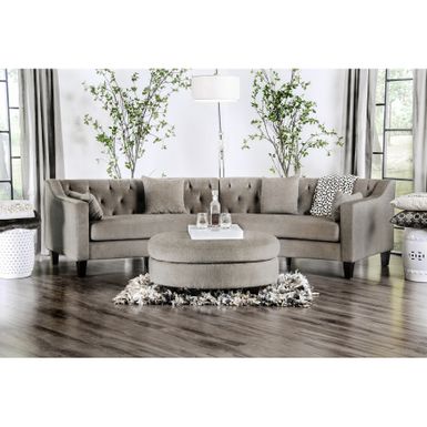 image of Aretha Contemporary Grey Tufted Rounded Sectional Sofa by Furniture of America - Warm Grey with sku:farv3_o8z3wpm3xu5pp-jwstd8mu7mbs-fur-ovr