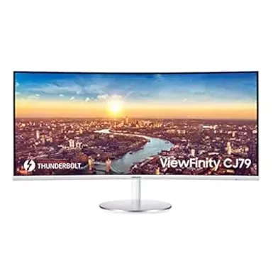 image of Samsung - 34” ViewFinity CJ791 QHD FreeSync Thunderbolt Monitor with speakers - White/Silver with sku:lc34j791wtnxza-powersales