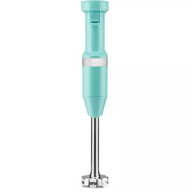 image of KitchenAid Corded Variable-Speed Immersion Blender in Aqua Sky with Blending Jar with sku:khbv53aq-almo