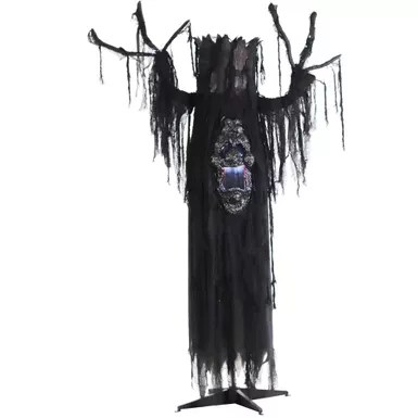 Light-Up Creepy Ghost Tree with White Strobe Effects and Electrical Sounds for Scary Halloween Decoration