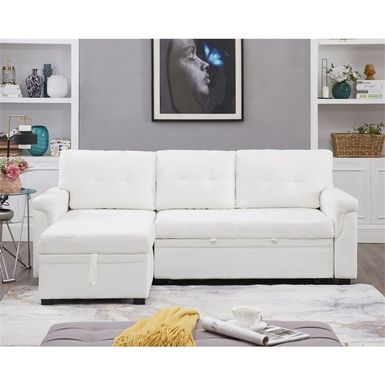 Naomi Home Laura Sectional Sleeper Sofa - Elegant L-Shaped Couch - Convertible Pull-Out Bed, Ample Storage, Sturdy Construction - Gray,...