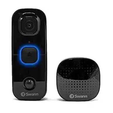 image of Swann Smart WiFi Video Doorbell with Chime, 1080P Battery Operated, Ultra-Wide 180° View Indoor & Outdoor Surveillance - Black with sku:bb21947862-bestbuy