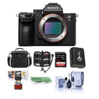 image of Sony Alpha a7 III 24MP UHD 4K Mirrorless Digital Camera (Body Only) - Bundle 32GB SDHC U3 Card, Camera Case, Spare Battery, Cleaning Kit, Memory wallet, Card Reader, Mac Software Package with sku:isoa7m3am-adorama