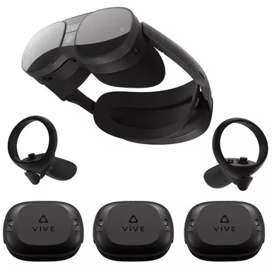 image of HTC VIVE XR Elite Virtual Reality Headset with Controllers, Bundle with VIVE Ultimate Tracker 3+1 Kit with sku:htcvivexrek-adorama