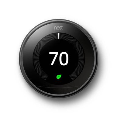 image of Google Nest T3018US Learning Thermostat 3rd Gen - Mirror Black with sku:t3018us-electronicexpress