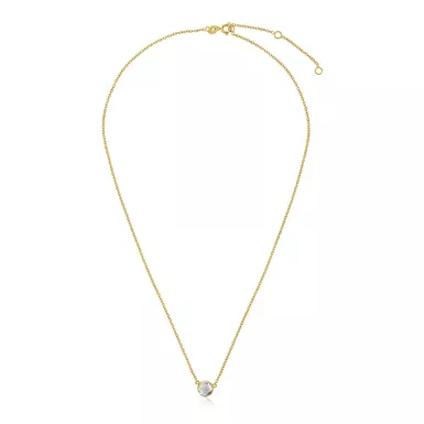 14k Yellow Gold Necklace with Round White Topaz (17 Inch)