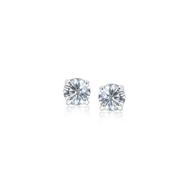 image of 14k White Gold 3mm Faceted White Cubic Zirconia Stud Earrings with sku:11875-rcj