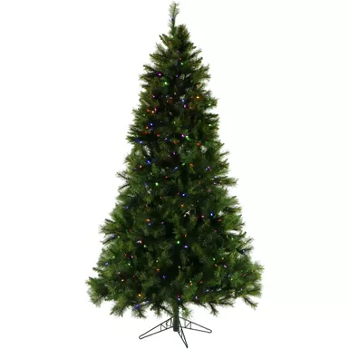 Christmas Time 7.5' Pennsylvania Pine, Green Christmas Tree, 8F Multi-Color/Clear LED Lights w/ Music Function, Easy Connect, Remote