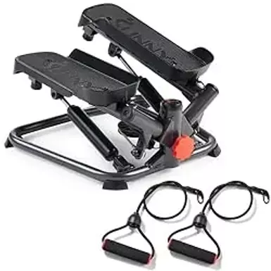 Sunny Health & Fitness Twist Stepper Machine Workout Cardio Equipment Gym Mini Stair Master Climber Thigh Space Squat Twist Stepper Advanced Twisted Resistance Band w Optional Connected Fitness