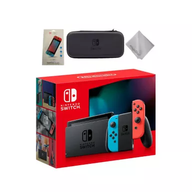 image of Nintendo Switch Gaming Console With Neon Blue Joy-Con Controllers With Accessories with sku:hadskabaab-streamline