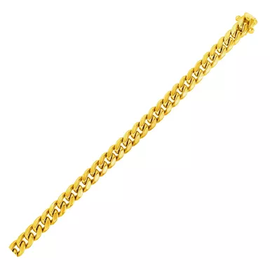 image of 6.15mm 10k Yellow Gold Semi Solid Miami Cuban Bracelet with sku:54684-8.5-rcj