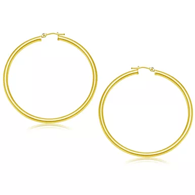 14k Yellow Gold Polished Hoop Earrings (50 mm)