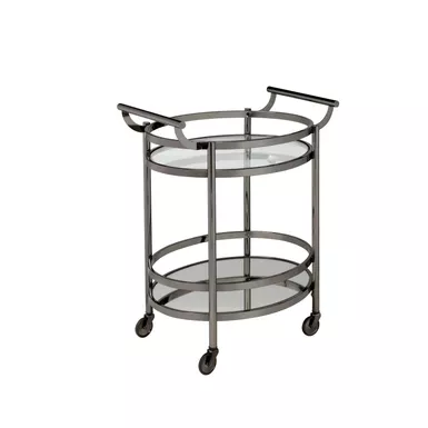 ACME Lakelyn Serving Cart, Black Nickel & Clear Glass