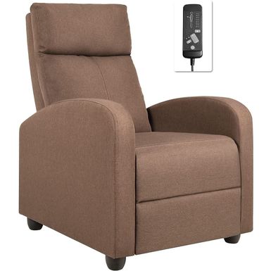 image of Fabric Recliner Chair Massage Recliner Sofa Chair Adjustable Reclining Chairs Home Theater Single Modern - Brown with sku:dxde7brq7ifuaj5hrvf1eastd8mu7mbs--ovr