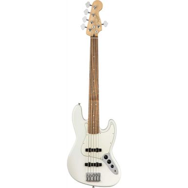 image of Fender Player Jazz V Electric Bass Guitar, Pau Ferro Fingerboard, Polar White with sku:fe0149953515-adorama