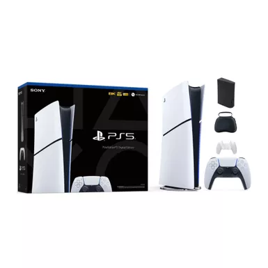 image of Sony - PlayStation 5 Slim Console Digital Edition - White Bundle With Accessories with sku:1000039670b-streamline