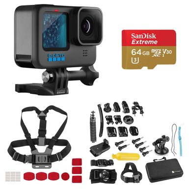 image of GoPro HERO11 Black Waterproof Action Camera Sport Bundle with 64GB Memory Card, Extreme Sport Action Camera Accessory Set with sku:gphero11a-adorama