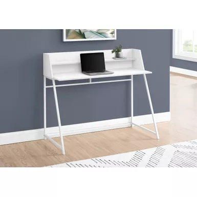 Computer Desk/ Home Office/ Laptop/ Storage Shelves/ 48"L/ Work/ Metal/ Laminate/ White/ Contemporary/ Modern