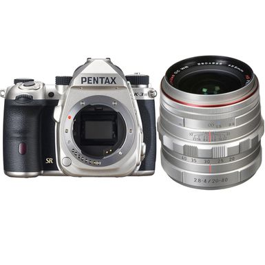 image of Pentax K-3 Mark III APS-C-Format DSLR Camera Body, Silver with Pentax HD Pentax DA 20-40mm F2.8-4 ED Limited DC WR Zoom Lens, Silver with sku:ipxk3m3sl1-adorama