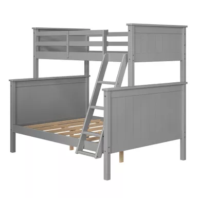 image of Pierlet Twin Over Full Bunk Bed Gray with sku:lfxs2171-linon