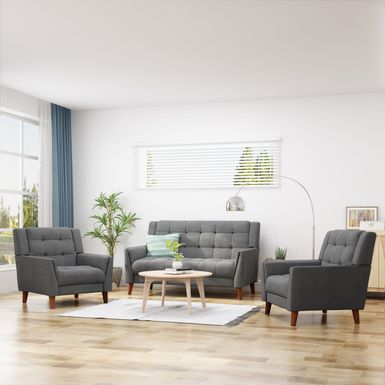 image of Candace Fabric Arm Chair and Loveseat Set by Christopher Knight Home - Dark Grey with sku:6uti_bosh5bxc2wqdeougastd8mu7mbs-overstock