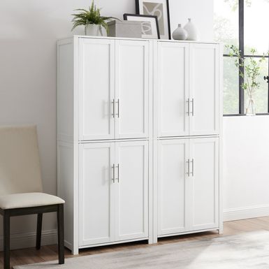 image of Savannah 6-shelf Pantry Storage Cabinets (Set of 2) - 56 "w x15 "d x 67 "h - White with sku:_30fnxhxdc2ekxicphix7astd8mu7mbs-overstock