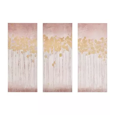 Twilight Forest Gold Foil Abstract 3-piece Canvas Wall Art Set