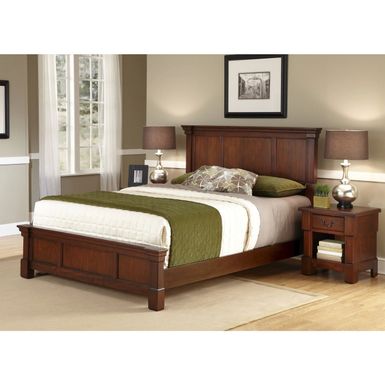image of Aspen King Bed and Nightstand - Rustic Cherry - King - 2 Piece with sku:edupmx1py1ntb_uwwhrm8q-overstock