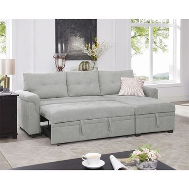 Naomi Home Laura Sectional Sleeper Sofa - Elegant L-Shaped Couch - Convertible Pull-Out Bed, Ample Storage, Sturdy Construction - Gray,...