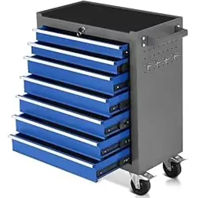 7-Drawer Metal Rolling Tool Chest with Wheels,Heavy Duty Tool Storage Cabinet with Locking System,Toolbox with Wheels for Garage, Warehouse, Workshop, Repair Shop