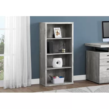 image of Bookshelf/ Bookcase/ Etagere/ 5 Tier/ 48"H/ Office/ Bedroom/ Laminate/ Grey/ Contemporary/ Modern with sku:i-7405-monarch