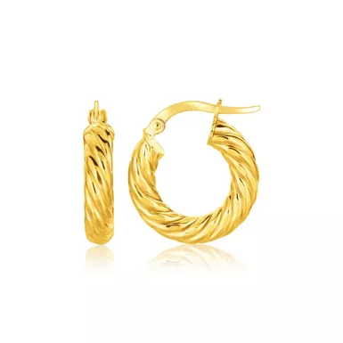 14k Yellow Gold Twisted Cable Small Hoop Earrings