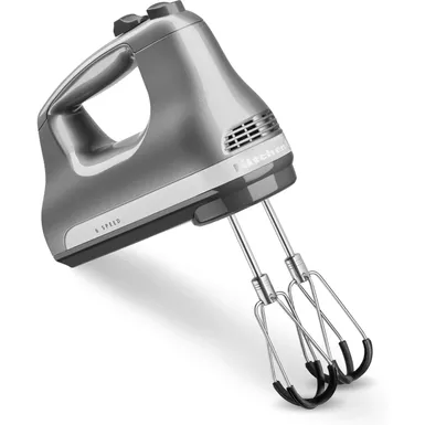 image of KitchenAid - 6 Speed Hand Mixer with Flex Edge Beaters - KHM6118 - Contour Silver with sku:khm6118cu-almo