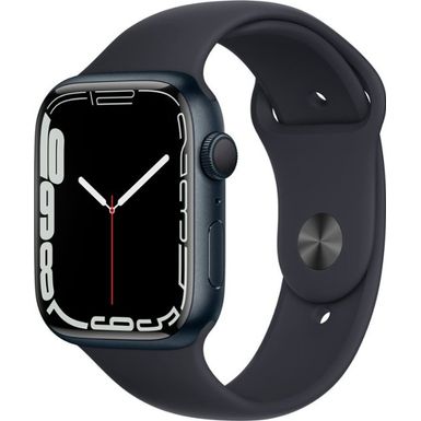 image of Apple Watch Series 7 (GPS) 45mm Midnight Aluminum Case with Midnight Sport Band - Midnight with sku:bb21031742-6215938-bestbuy-apple