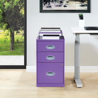 image of Metal File Cabinet - Purple 3 Drawers with sku:0a5tnnucogw3djlfgslntgstd8mu7mbs-off-ovr