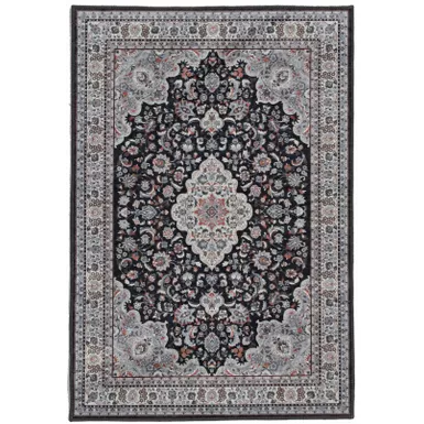 Hungas Black And Cream 3.3X5 Area Rug