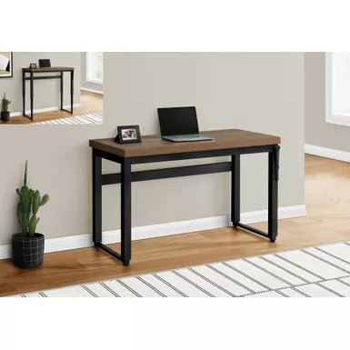 Computer Desk/ Home Office/ Standing/ Adjustable/ 48"L/ Work/ Laptop/ Metal/ Laminate/ Walnut/ Black/ Contemporary/ Modern