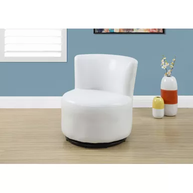 image of Juvenile Chair/ Accent/ Kids/ Swivel/ Upholstered/ Pu Leather Look/ White/ Contemporary/ Modern with sku:i-8153-monarch