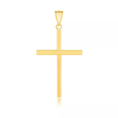 14k Yellow Gold Polished Flat Cross Pendant