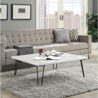 ACME Telestis Coffee Table, White Nature Marble Top & Black