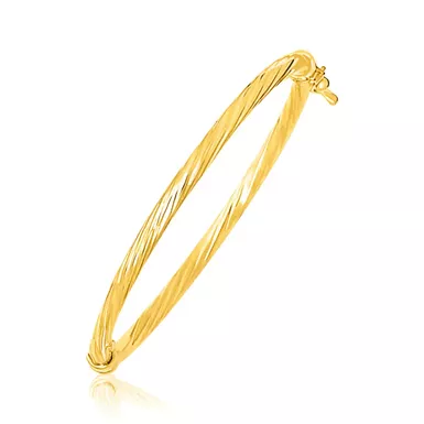 14k Yellow Gold Children's Bangle with Spiral Motif Style (5.5 Inch)