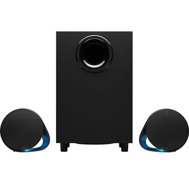 image of Logitech - G560 LIGHTSYNC 2.1 Bluetooth Gaming Speakers with Game Driven RGB Lighting (3-Piece) - Black with sku:3bg851-ingram